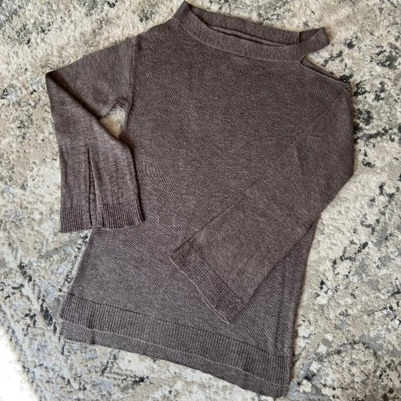 XS Michael Stars Cutout Shoulder Tunic Linen Sweater - Picture 1 of 5
